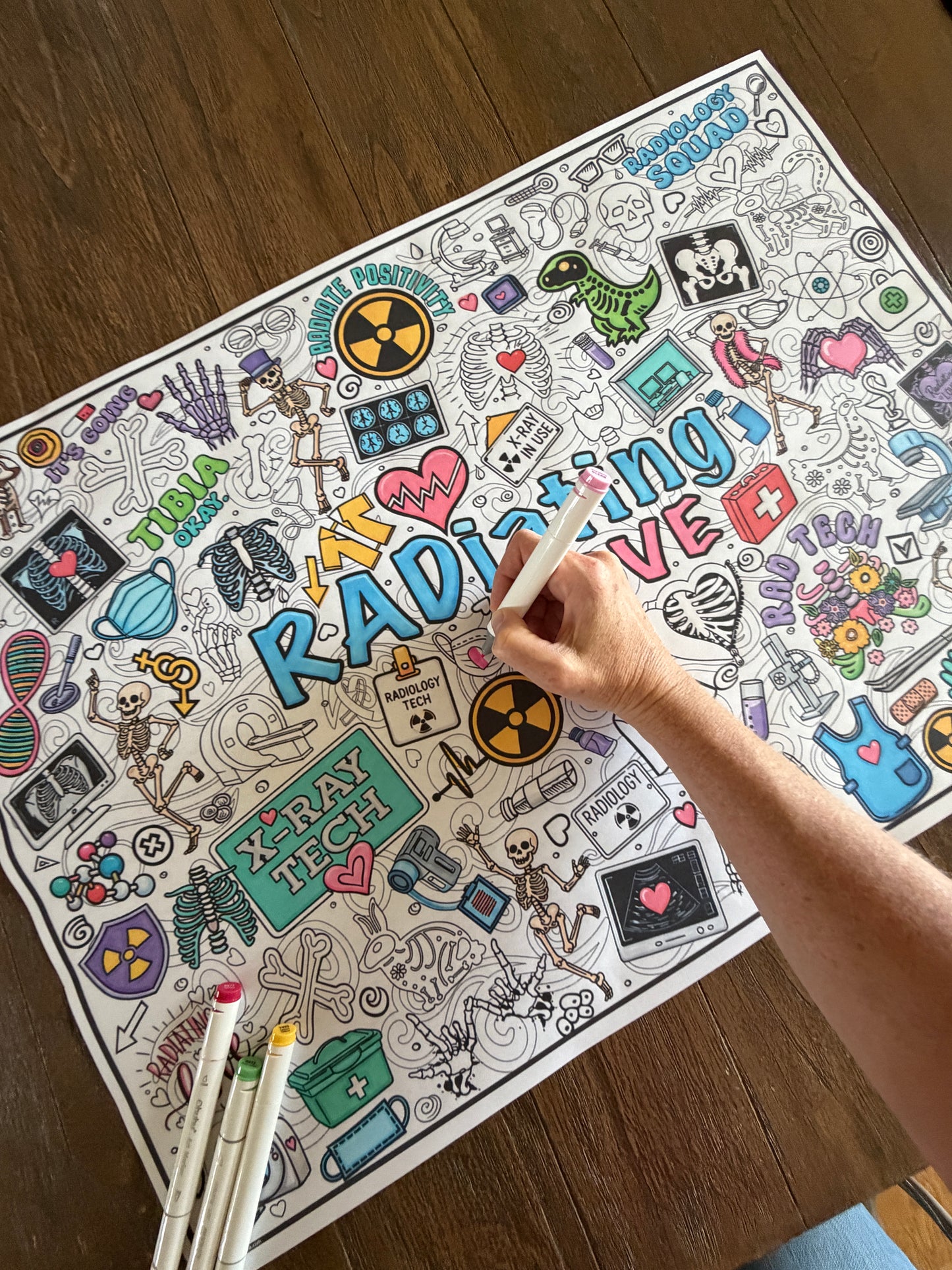 Giant RADIATING LOVE Coloring Poster | Rad Tech Week 2026 X-Ray Coloring Posters