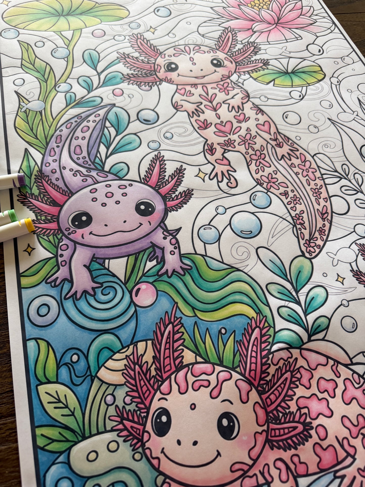 Axolotl Premium Giant Coloring Poster | Large Group Coloring Activity