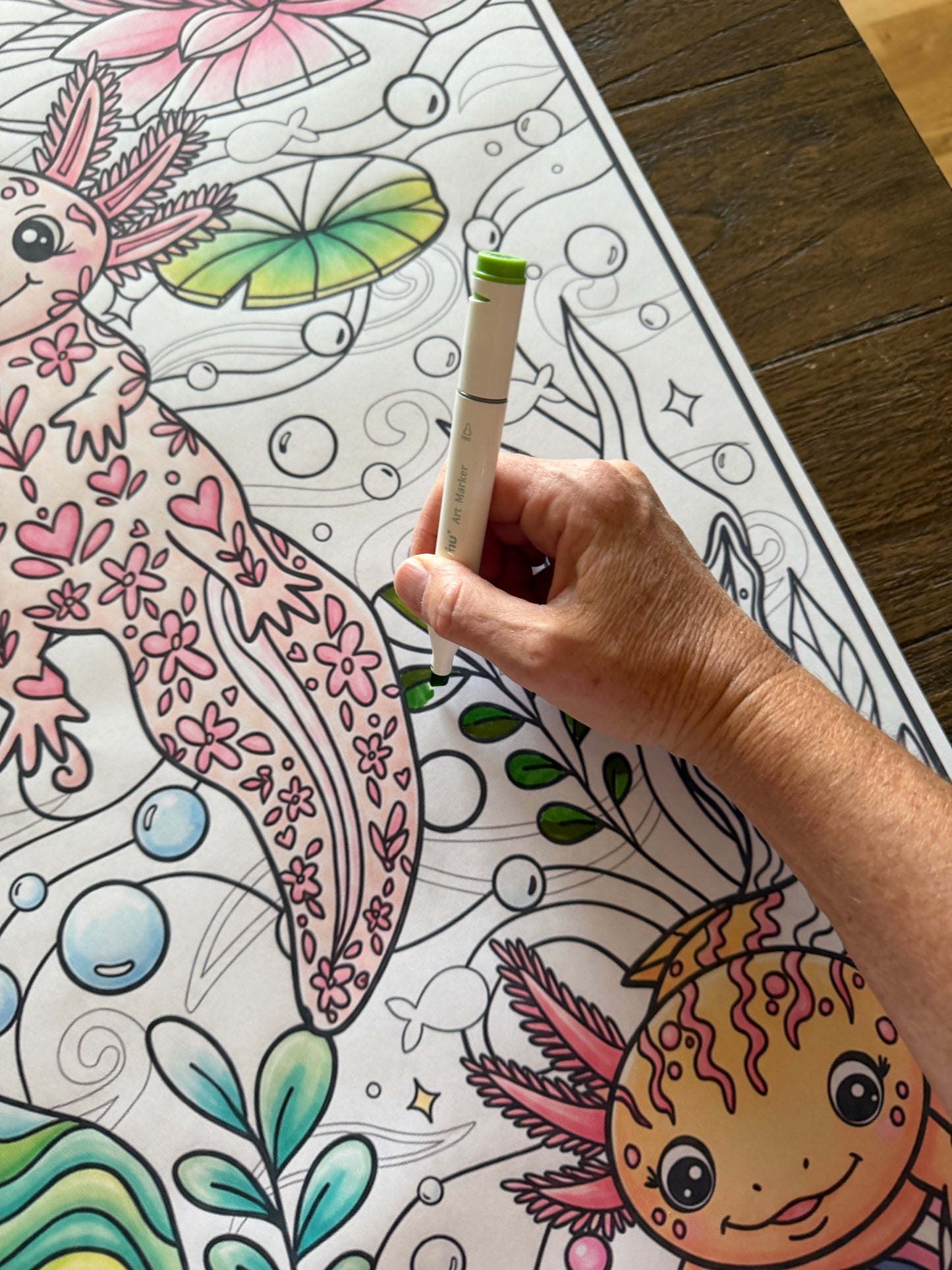 Axolotl Premium Giant Coloring Poster | Large Group Coloring Activity