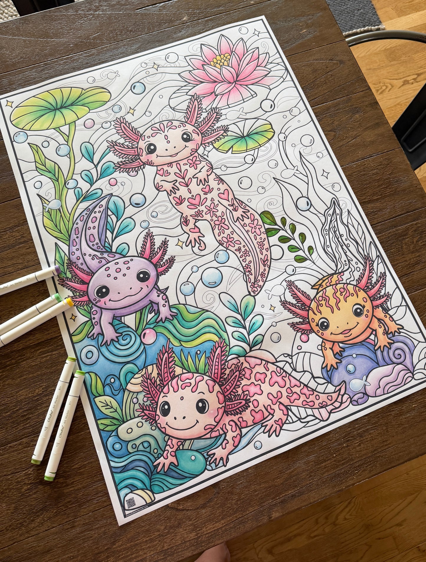 Axolotl Premium Giant Coloring Poster | Large Group Coloring Activity