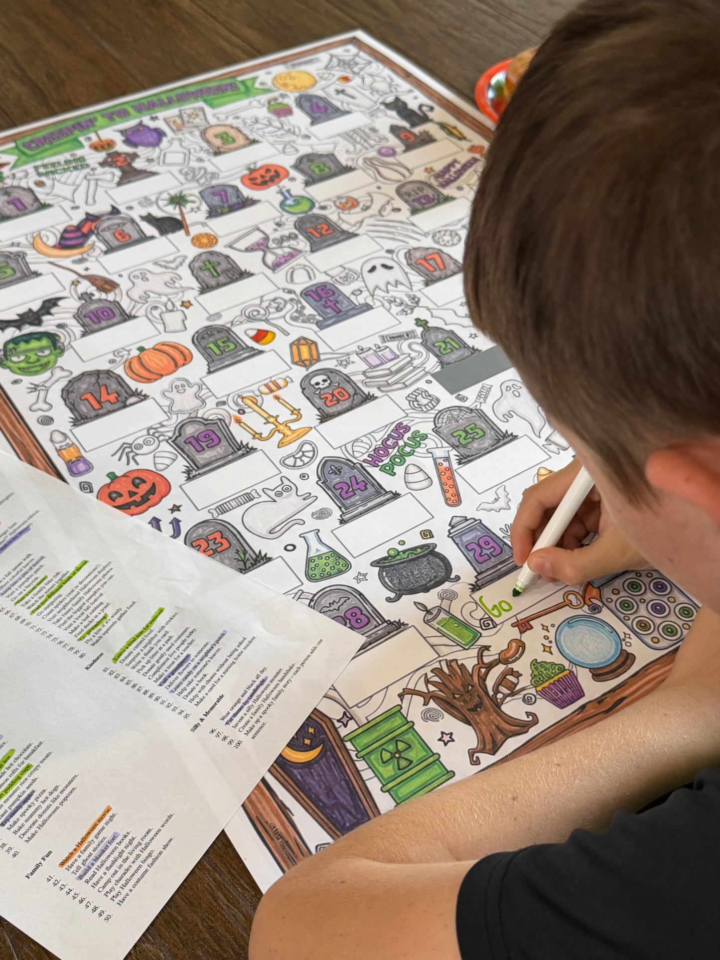 Halloween Countdown Coloring Poster DIY with Scratch-Off Stickers