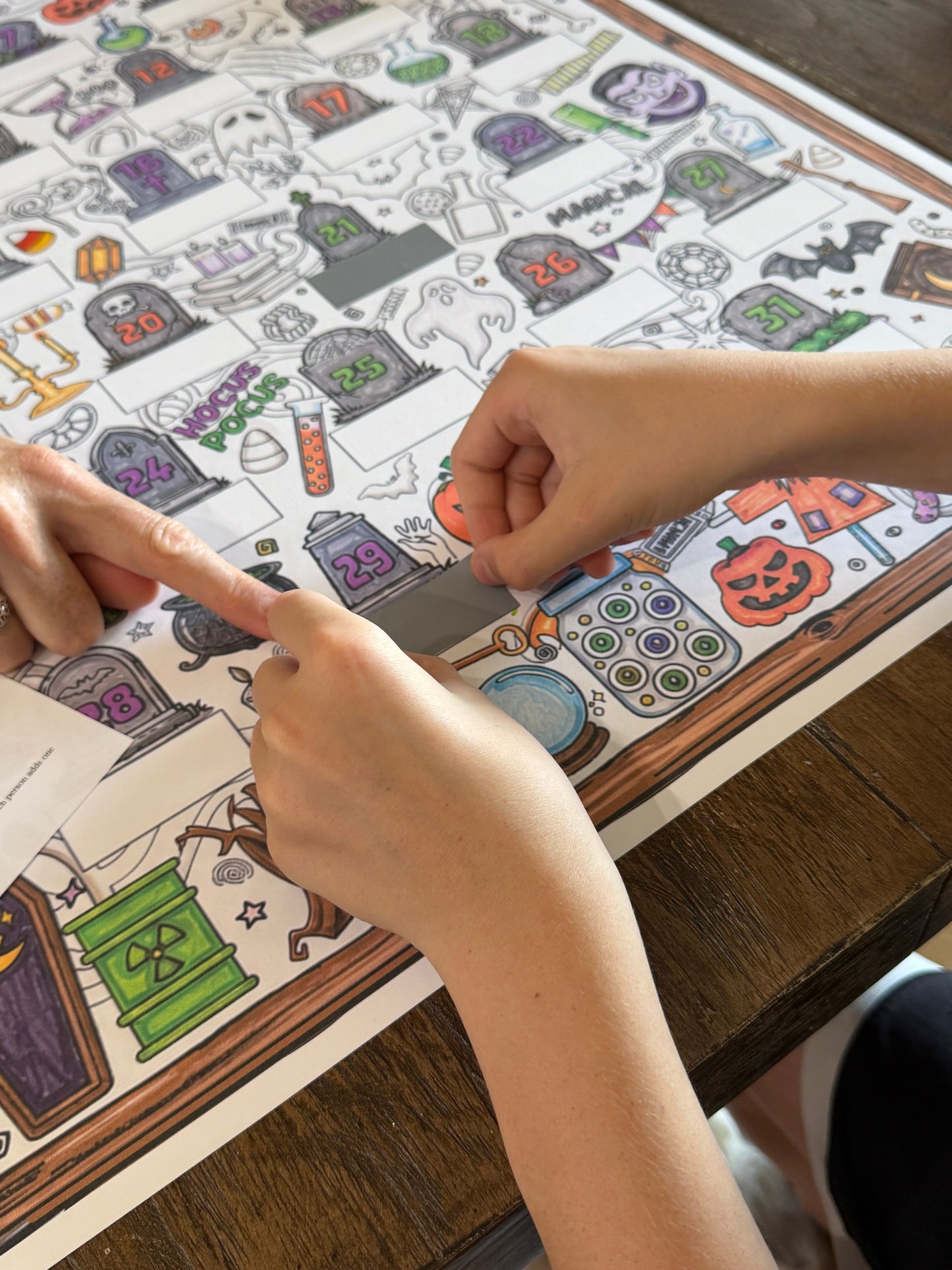 Halloween Countdown Coloring Poster DIY with Scratch-Off Stickers
