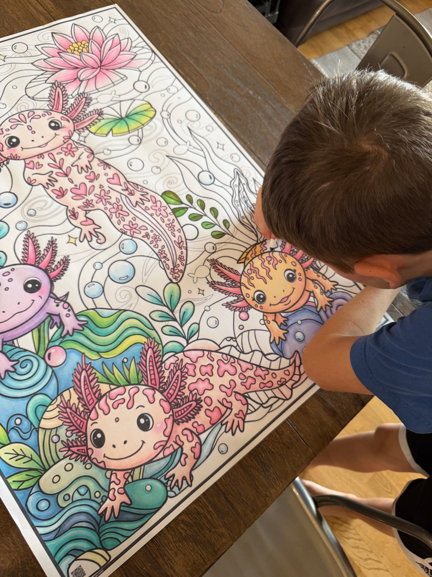 Axolotl Premium Giant Coloring Poster | Large Group Coloring Activity