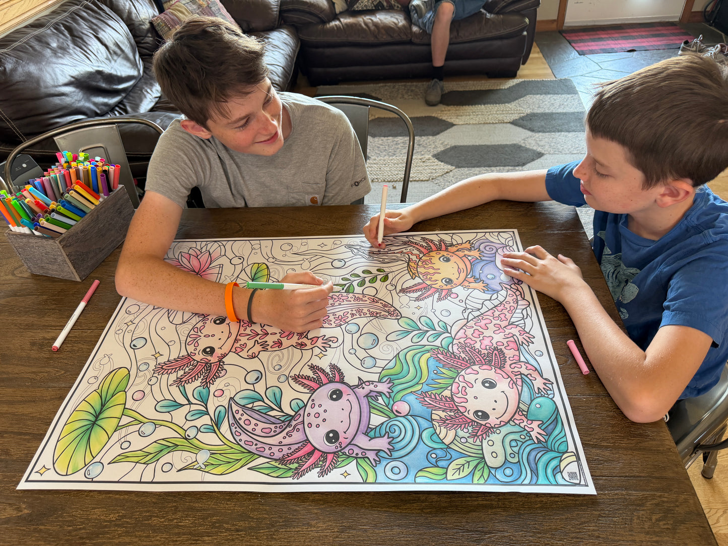 Axolotl Premium Giant Coloring Poster | Large Group Coloring Activity