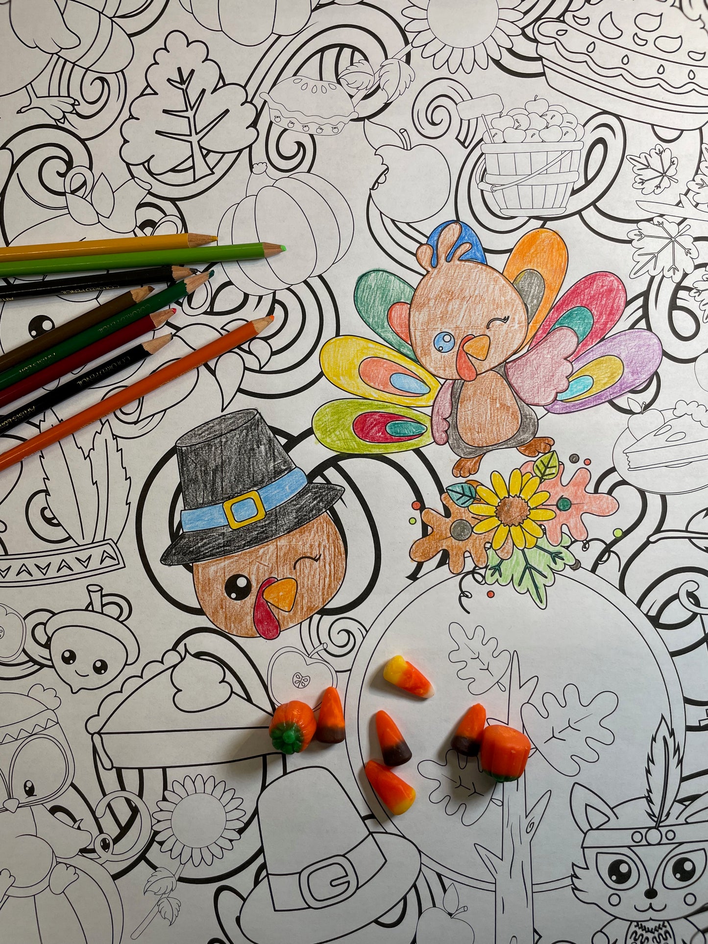 Thanksgiving Thankful CrittersEveryday Event Poster and Banner | Large Coloring & Activity Poster for Celebrations, Kids, and Parties