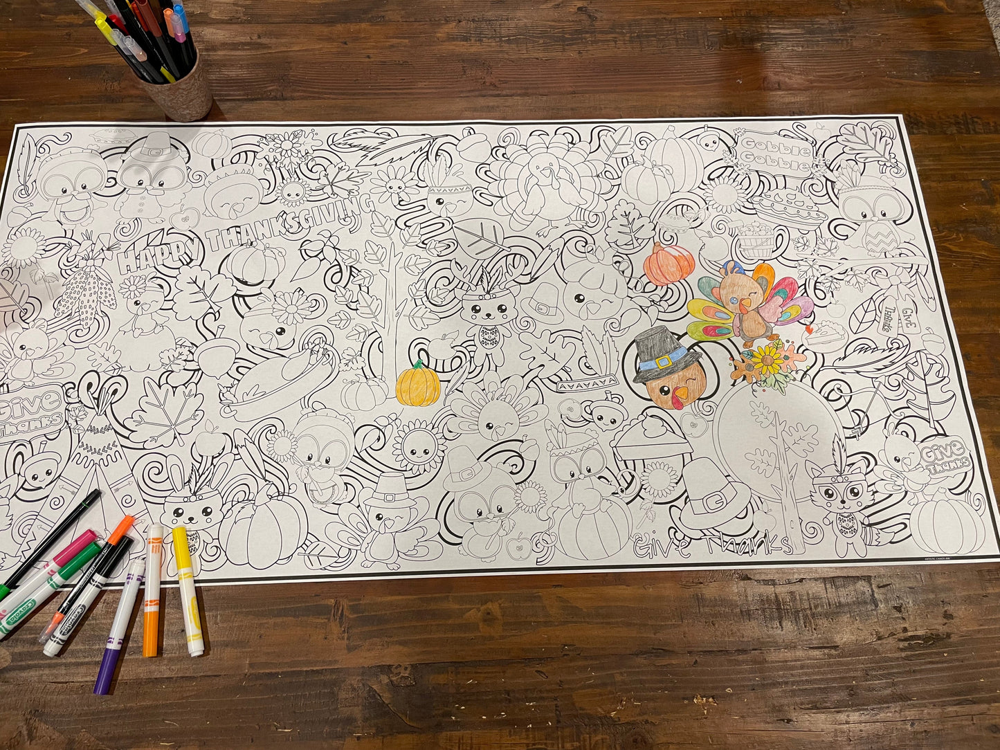 Thanksgiving Thankful CrittersEveryday Event Poster and Banner | Large Coloring & Activity Poster for Celebrations, Kids, and Parties