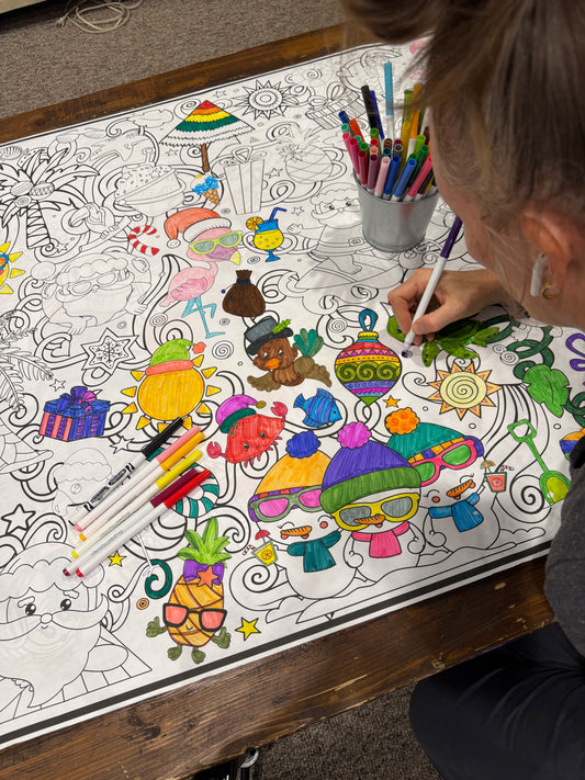 Tropical Christmas Everyday Event Poster and Banner | Large Coloring & Activity Poster for Celebrations, Kids, and Christmas Parties