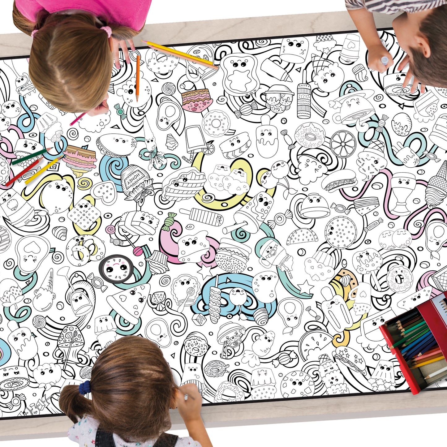 Classic Food with Fun Faces Coloring Poster