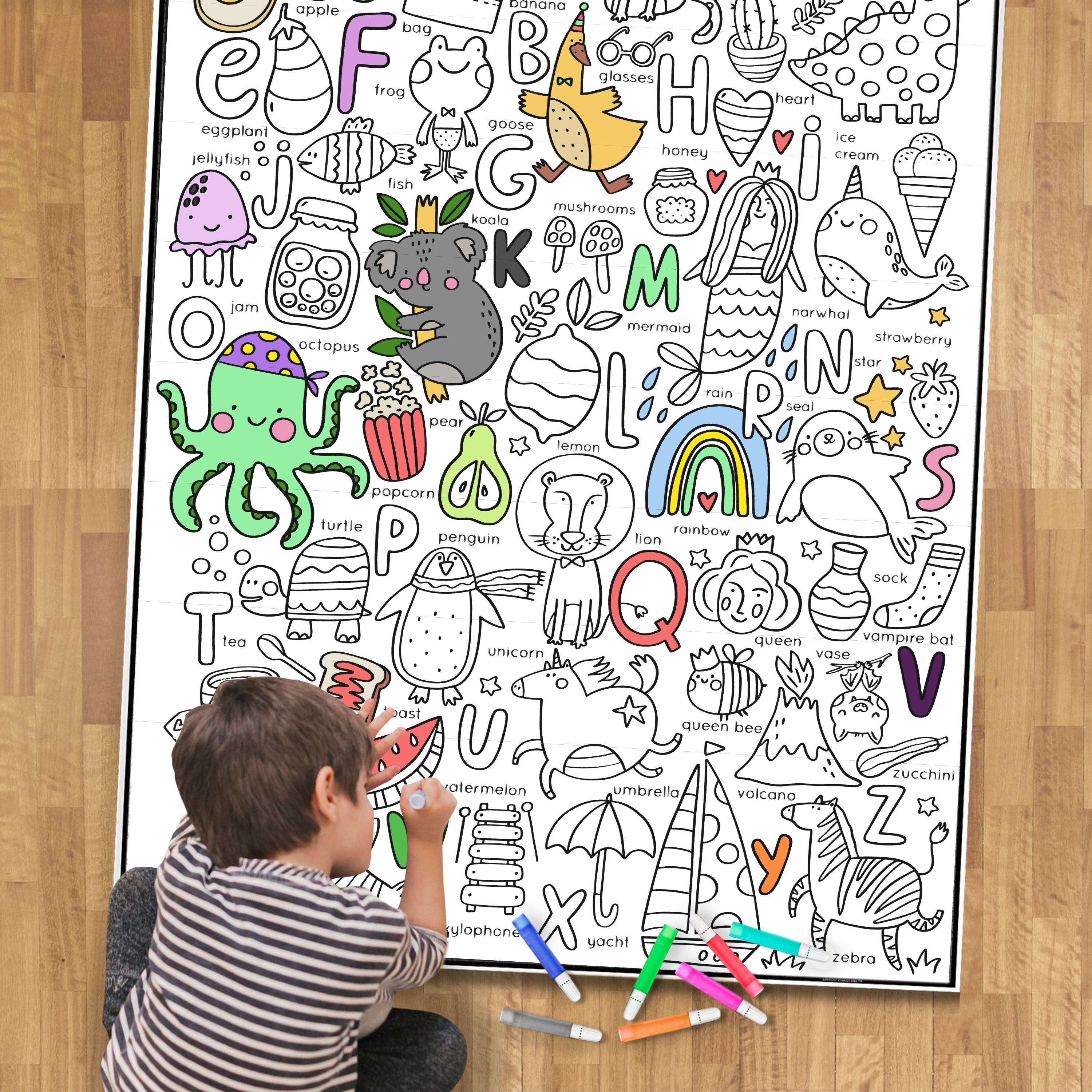 Giant Preschool ABC's Giant Coloring Poster | Artistic Chaos Ink
