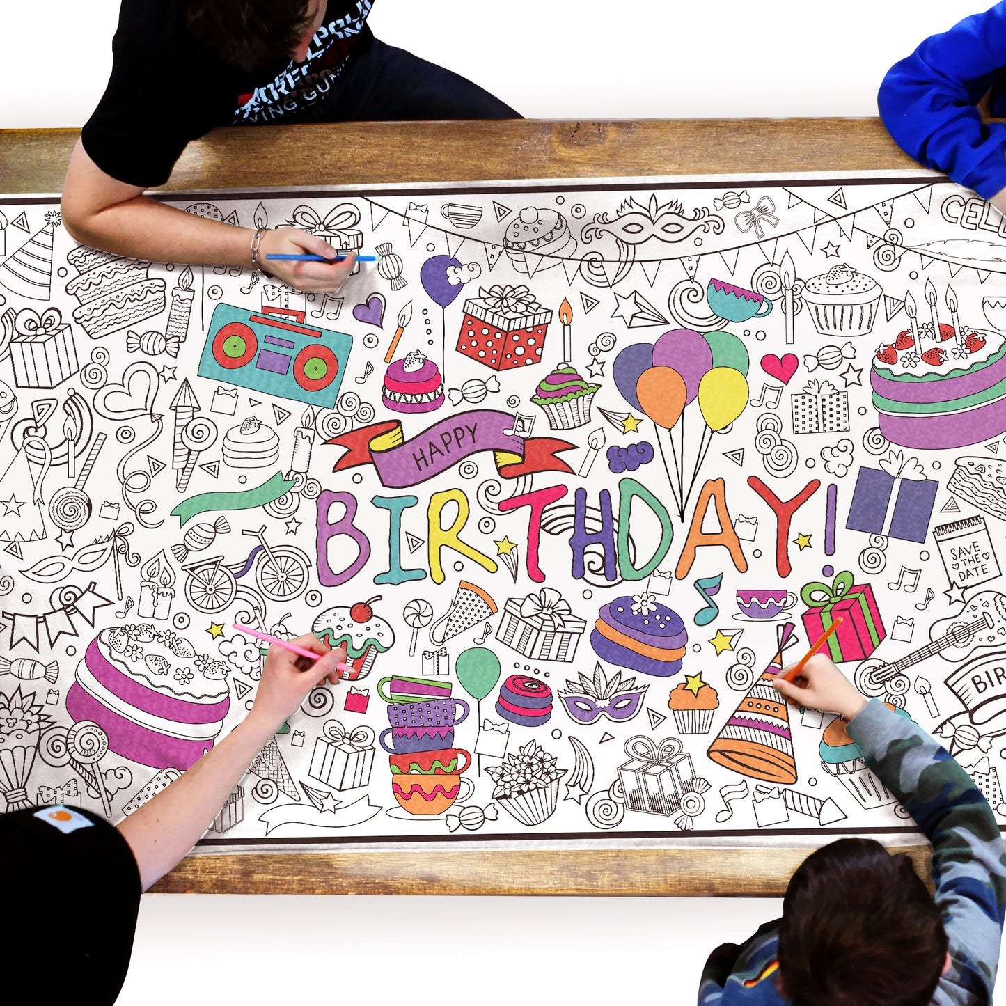 Birthday Coloring Table Runner for Kids