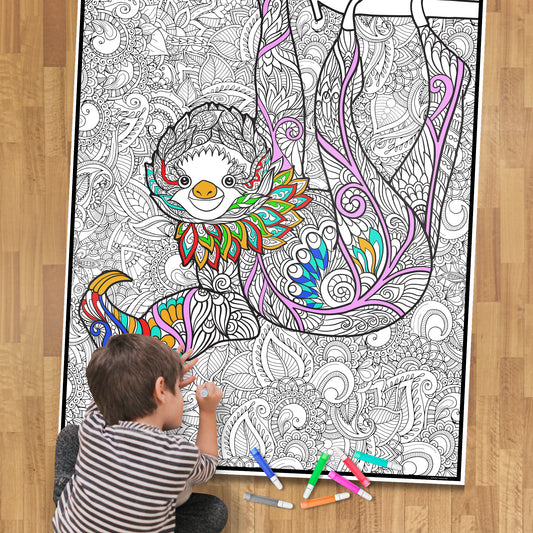 Premium Giant Sloth Coloring Poster