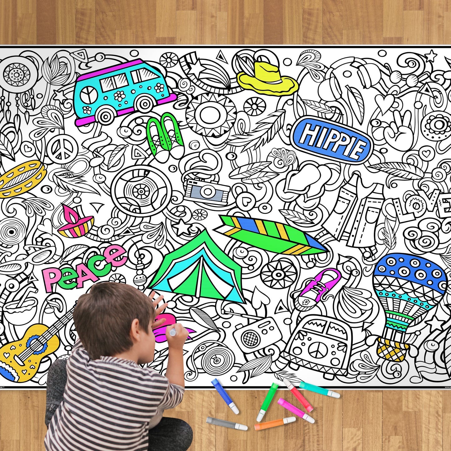 Premium Giant Hippie Coloring Poster