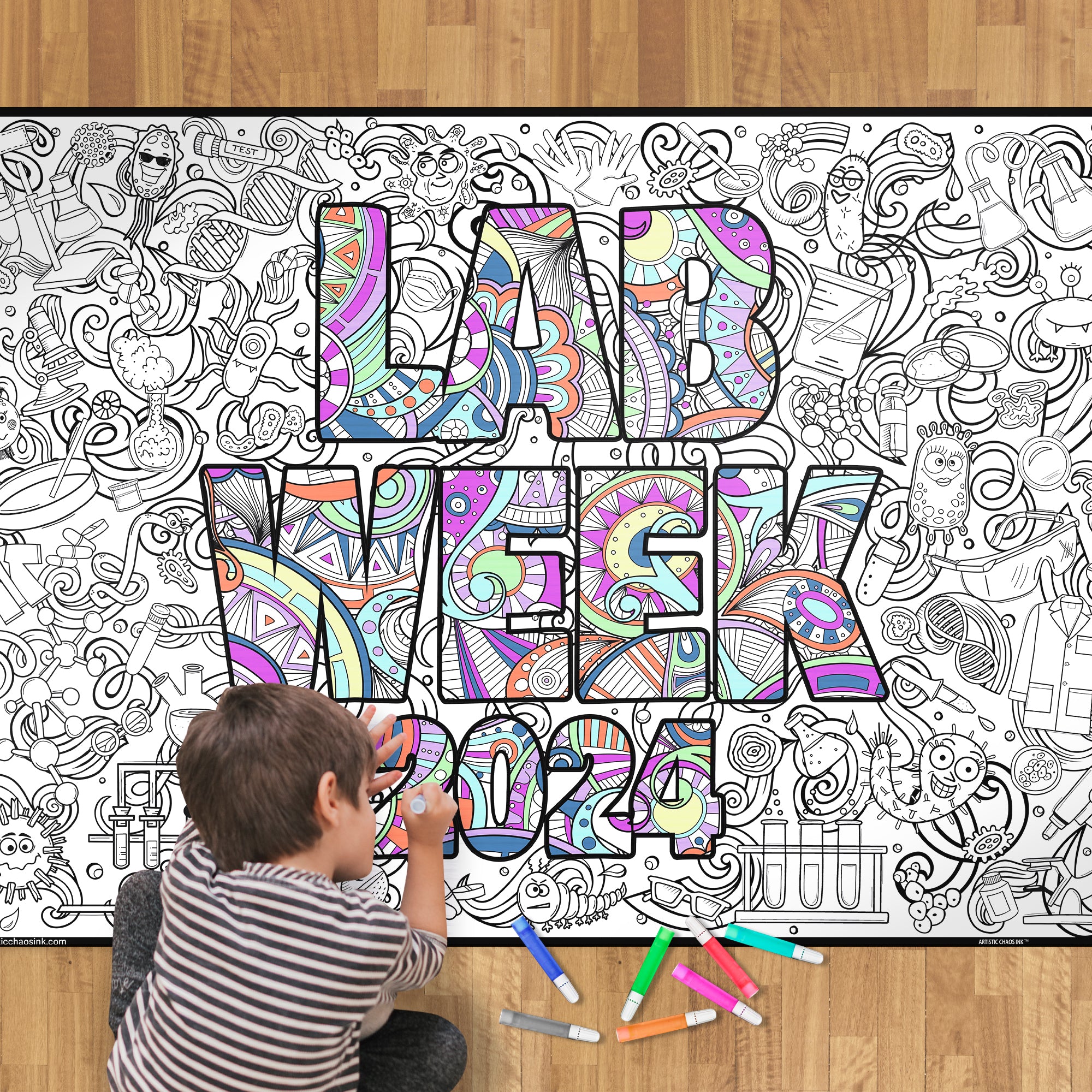 Lab Week Coloring Page - Premium Giant Poster with Year – Artistic ...