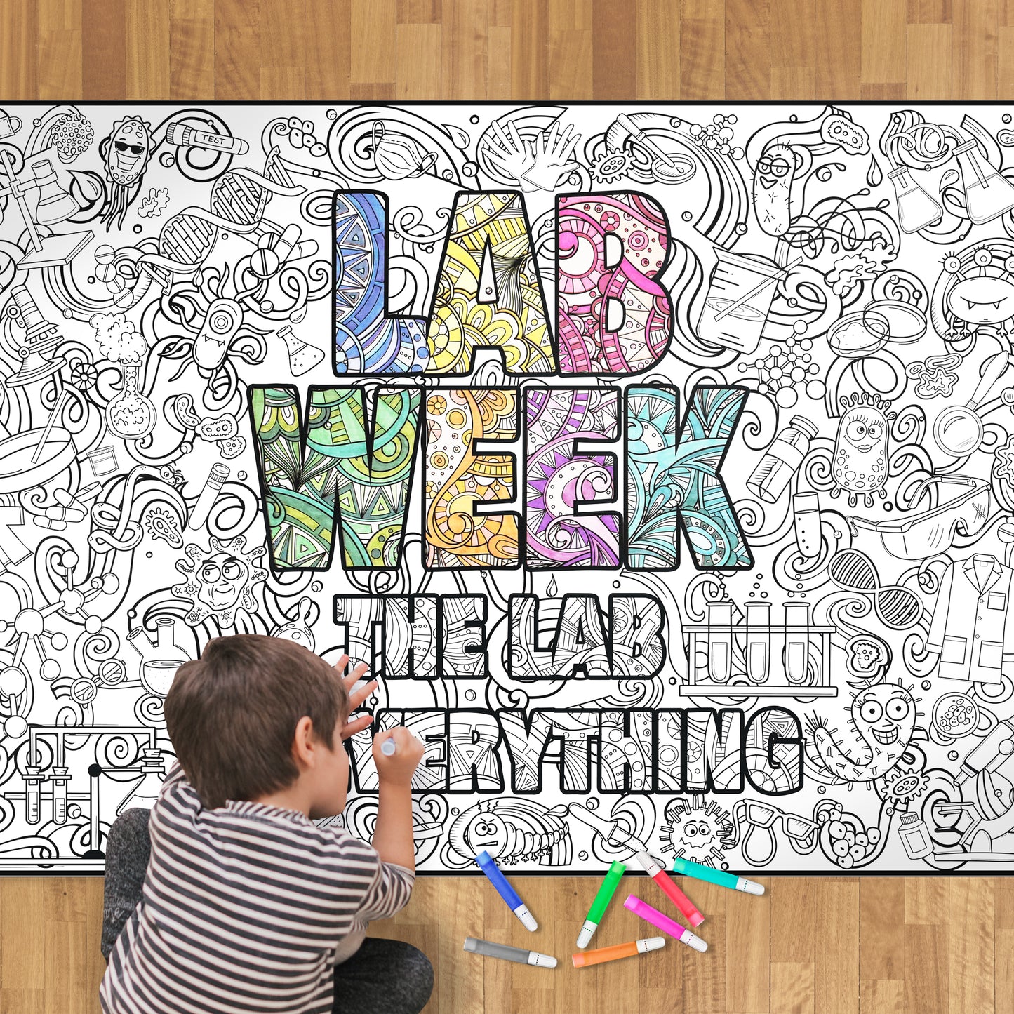 Lab Week 2025 Coloring Poster - Learning Science Lets Glow