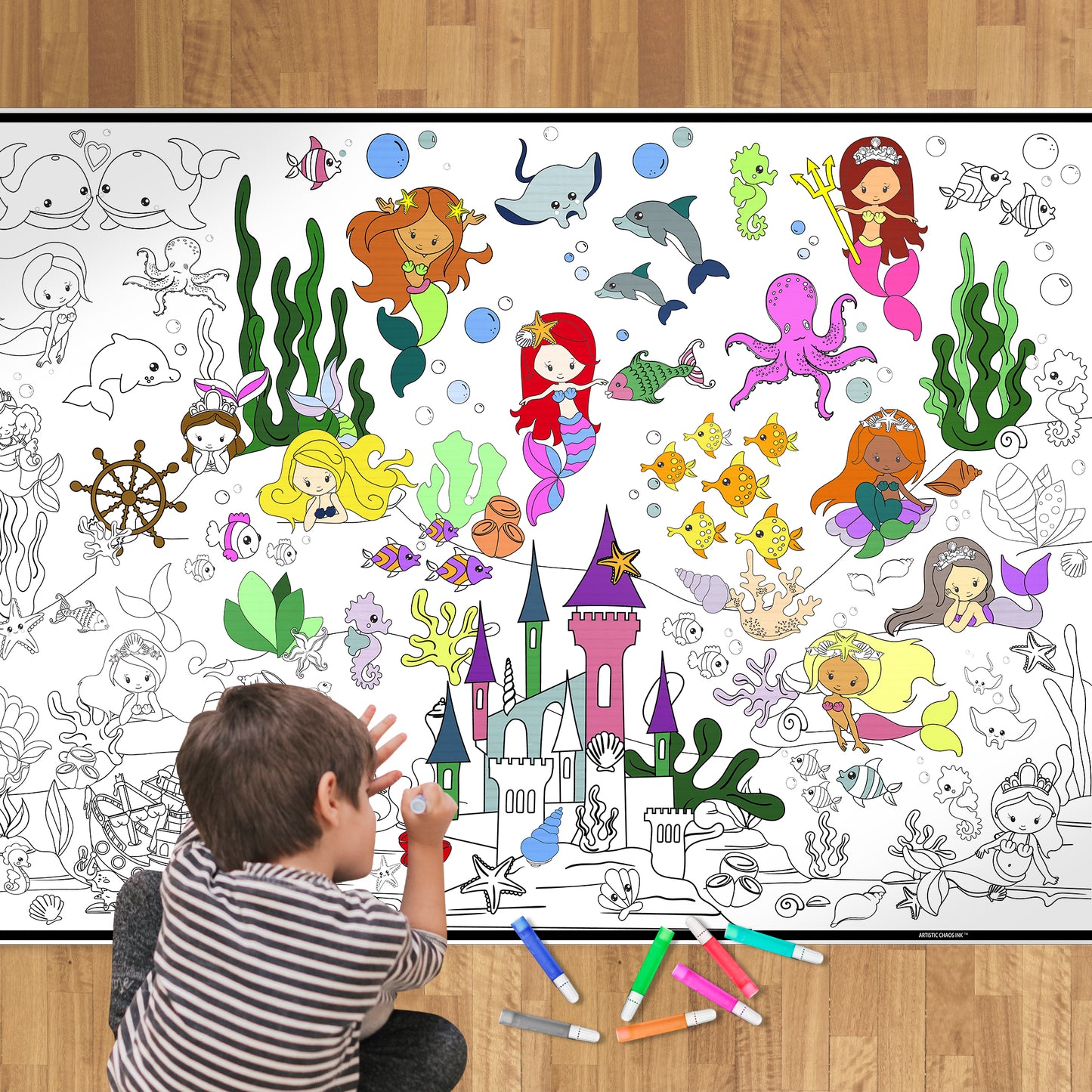 Premium Giant Mermaid Coloring Poster