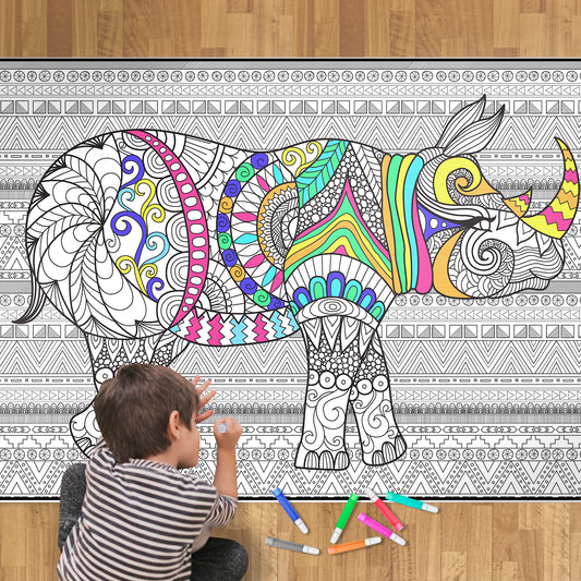 Premium Giant Rhino Coloring Poster
