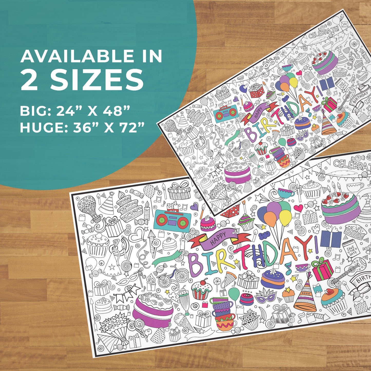 Birthday Coloring Table Runner for Kids