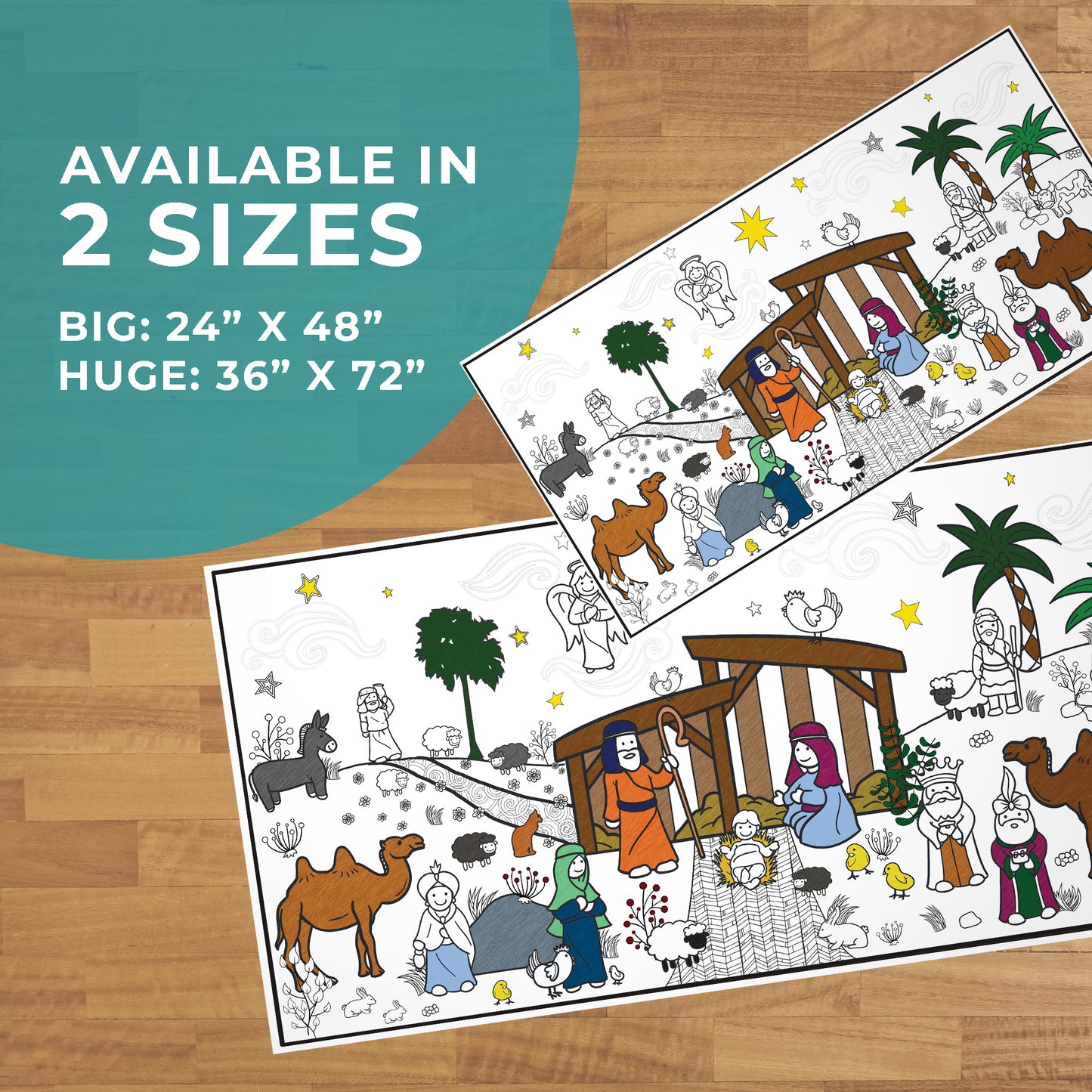 Nativity Scene Coloring Poster