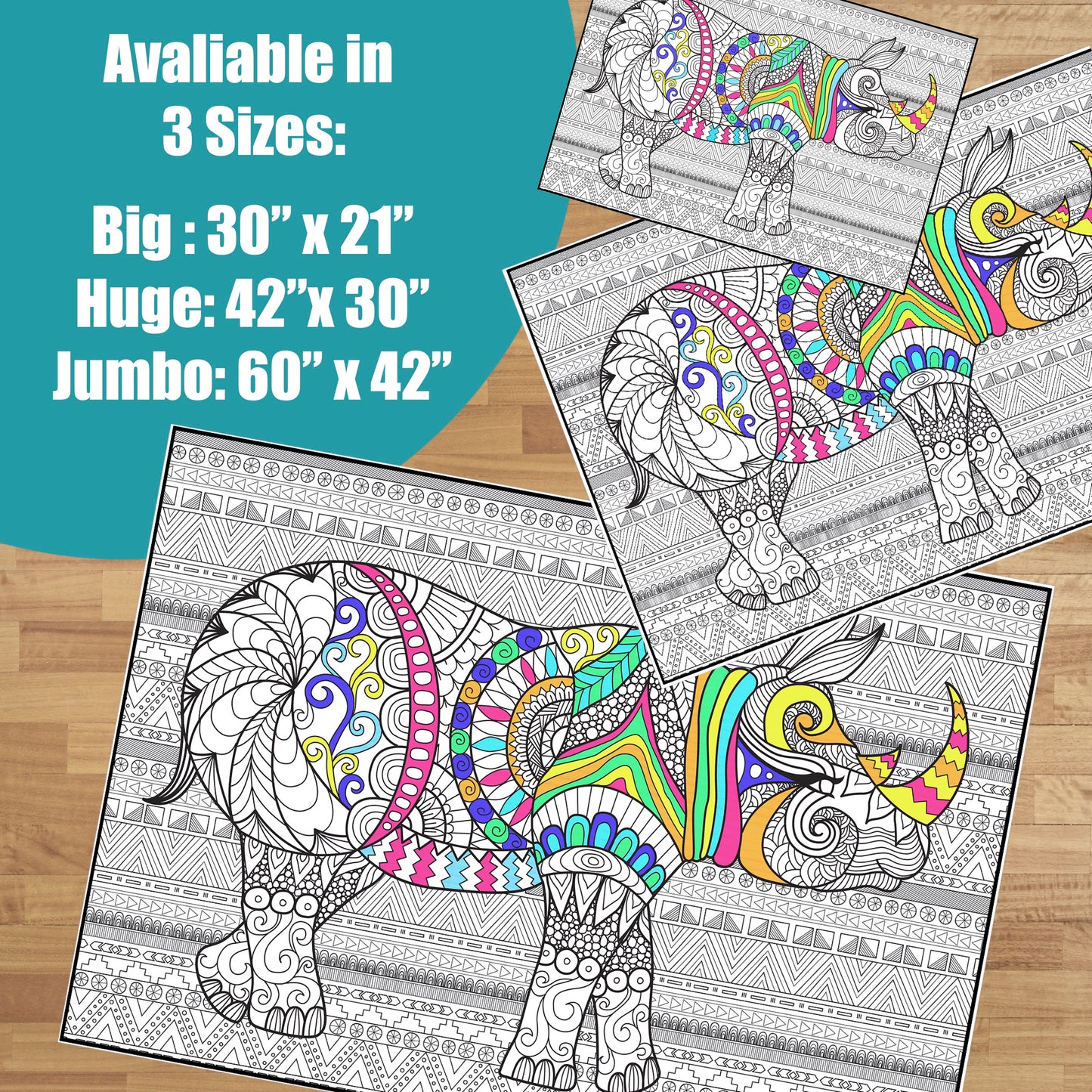 Rhino Giant Coloring Poster