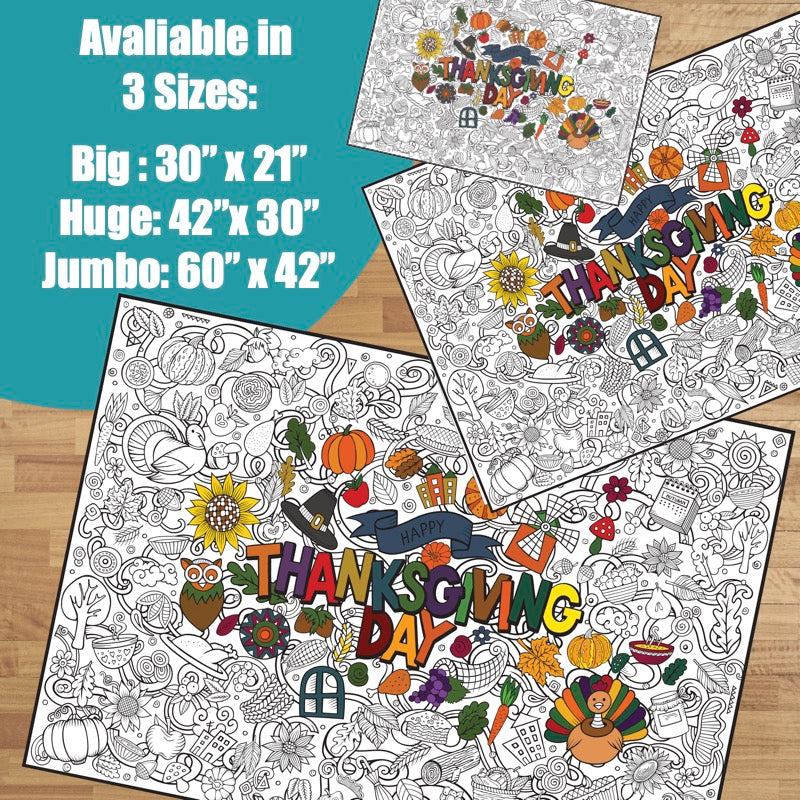 Premium Giant Thanksgiving Coloring Poster