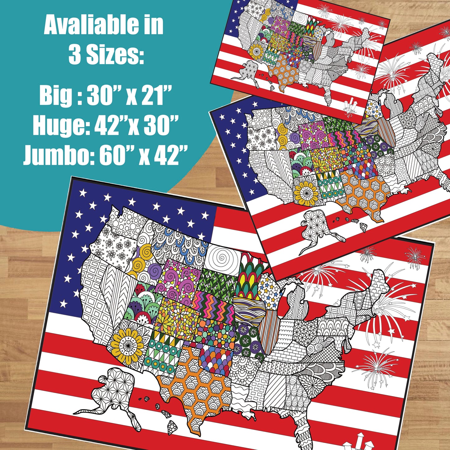 Premium Giant American Flag Coloring Poster