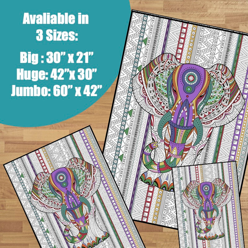 Premium Giant Elephant Coloring Poster