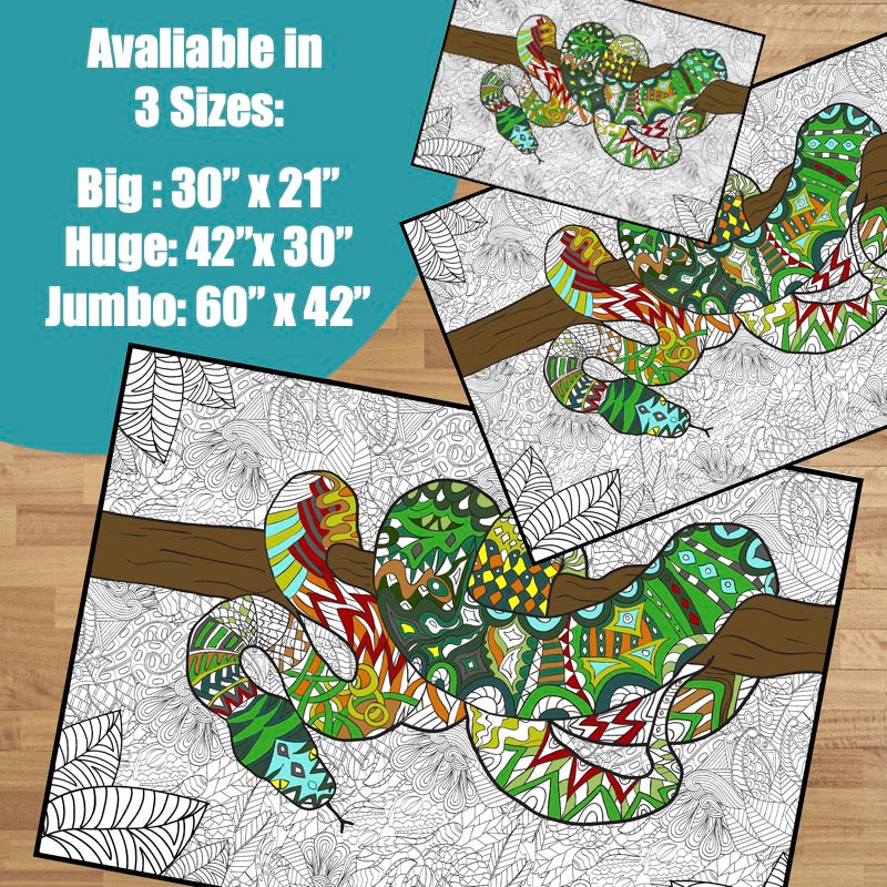 Premium Giant Snake Coloring Poster