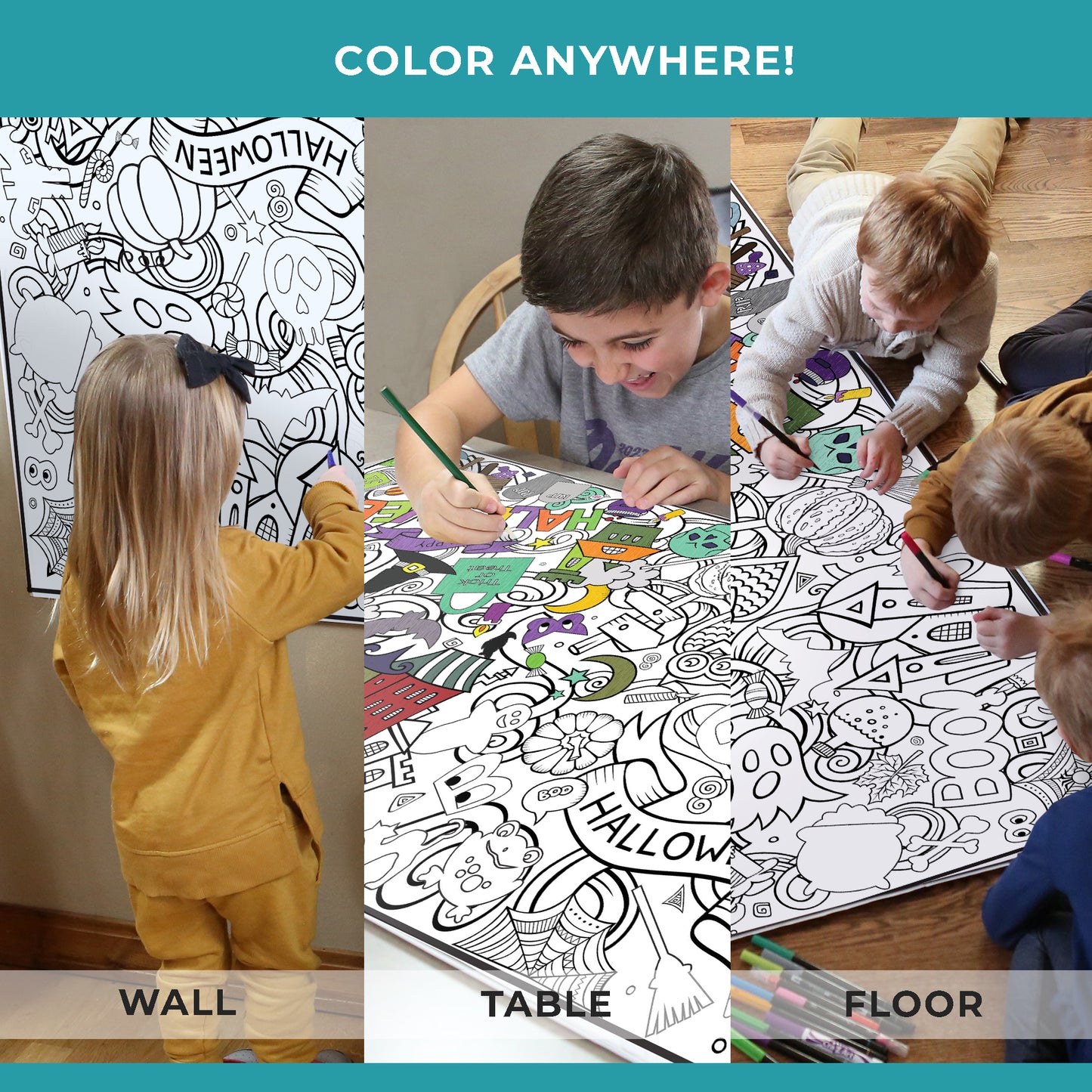 Classic Halloween Coloring Poster