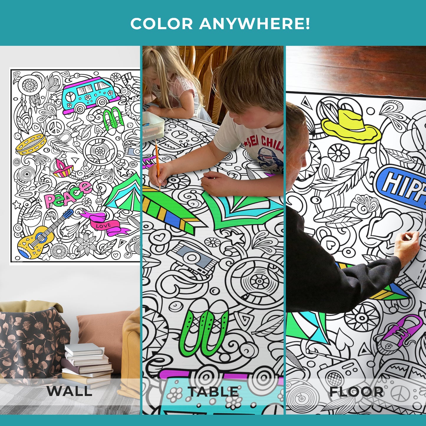 Premium Giant Hippie Coloring Poster
