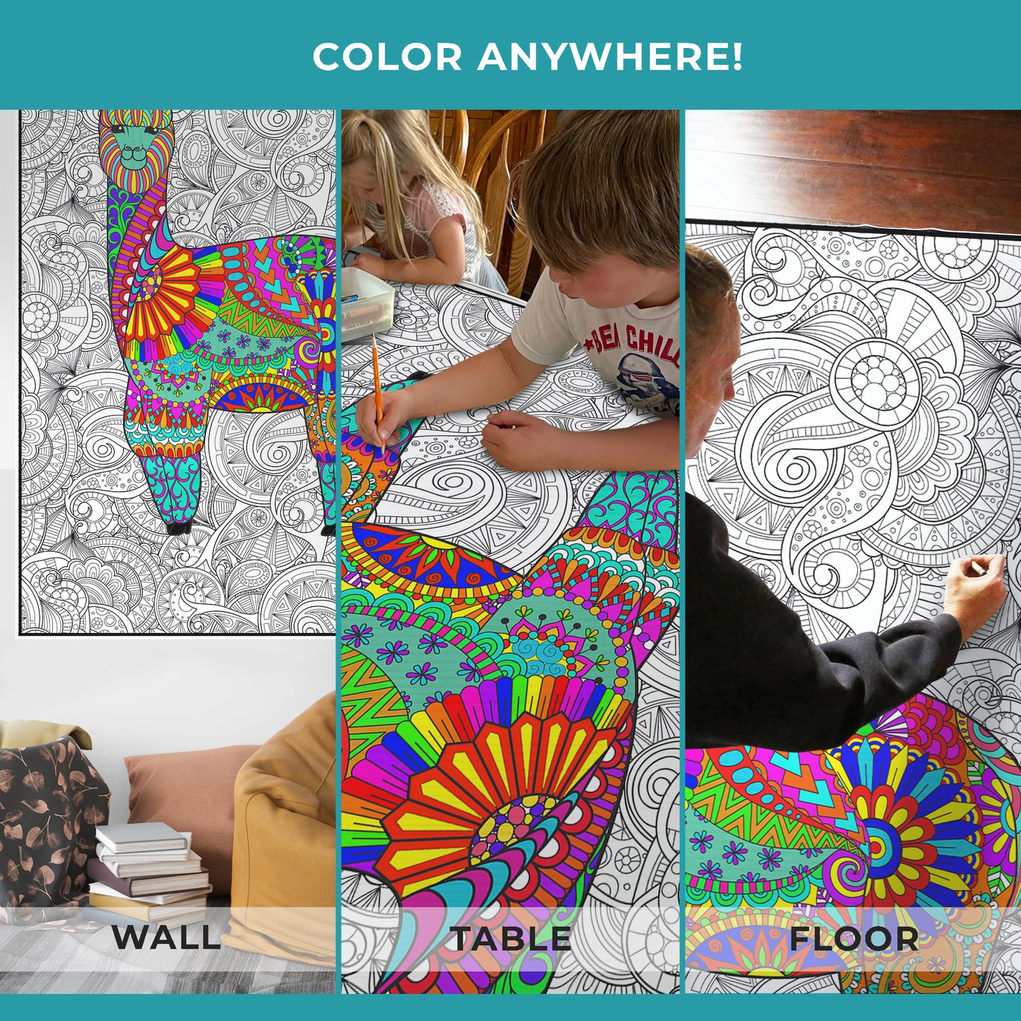 Premium Giant Llama Coloring Poster