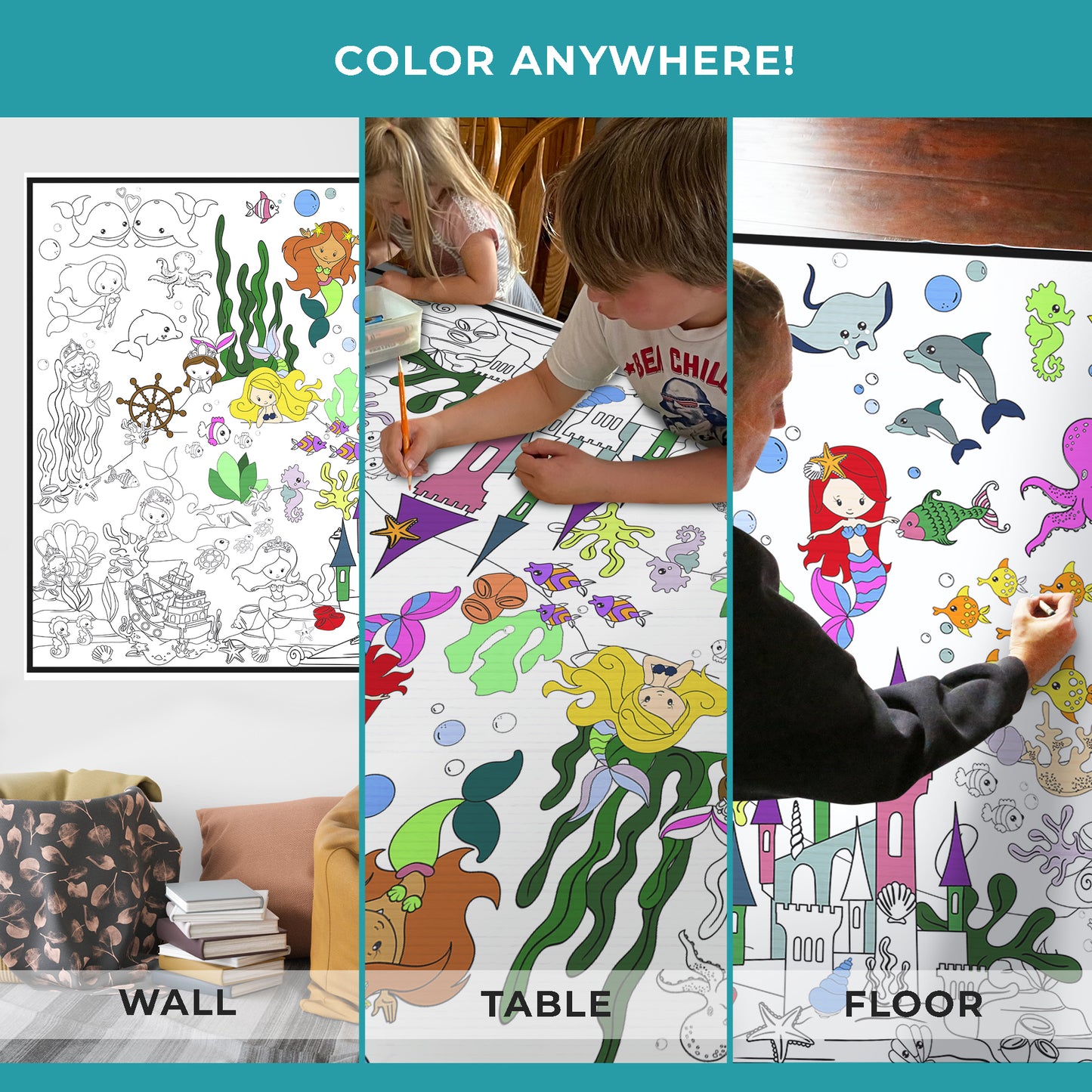 Premium Giant Mermaid Coloring Poster