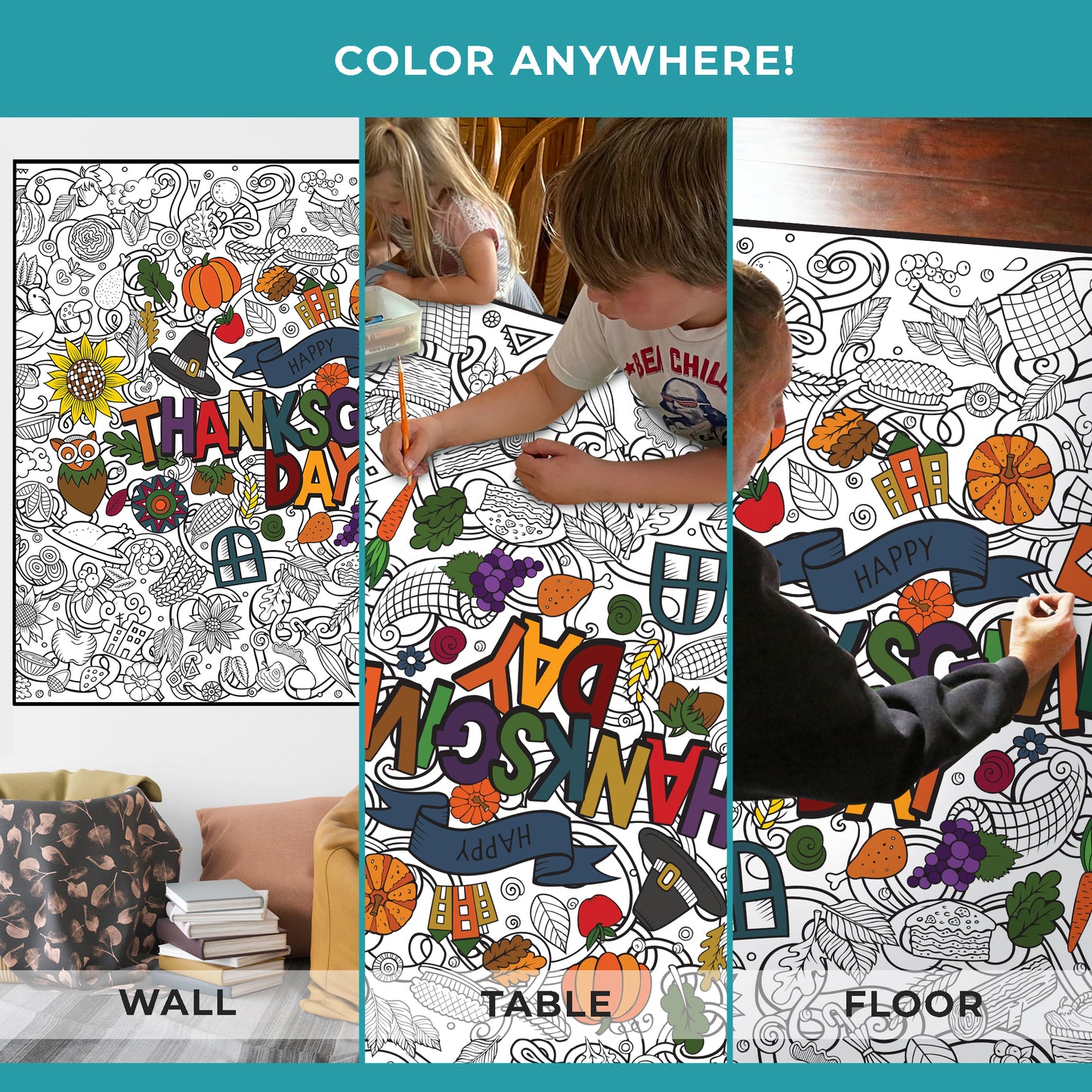 Premium Giant Thanksgiving Coloring Poster