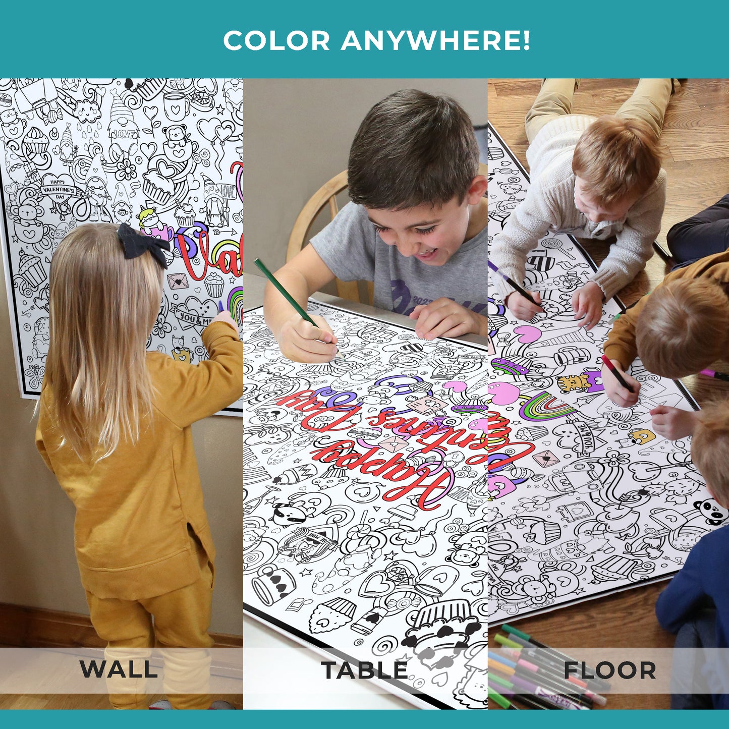 Valentines Day Coloring Poster