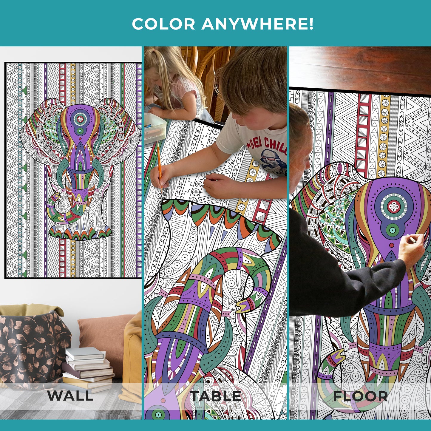 Premium Giant Elephant Coloring Poster