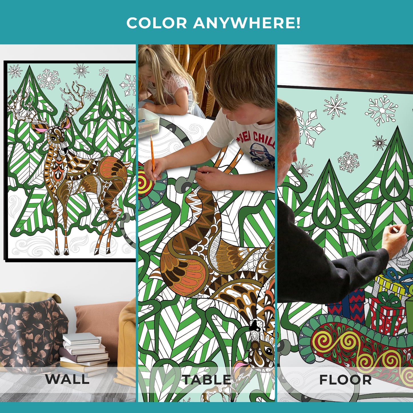 Premium Giant Sleigh Coloring Poster