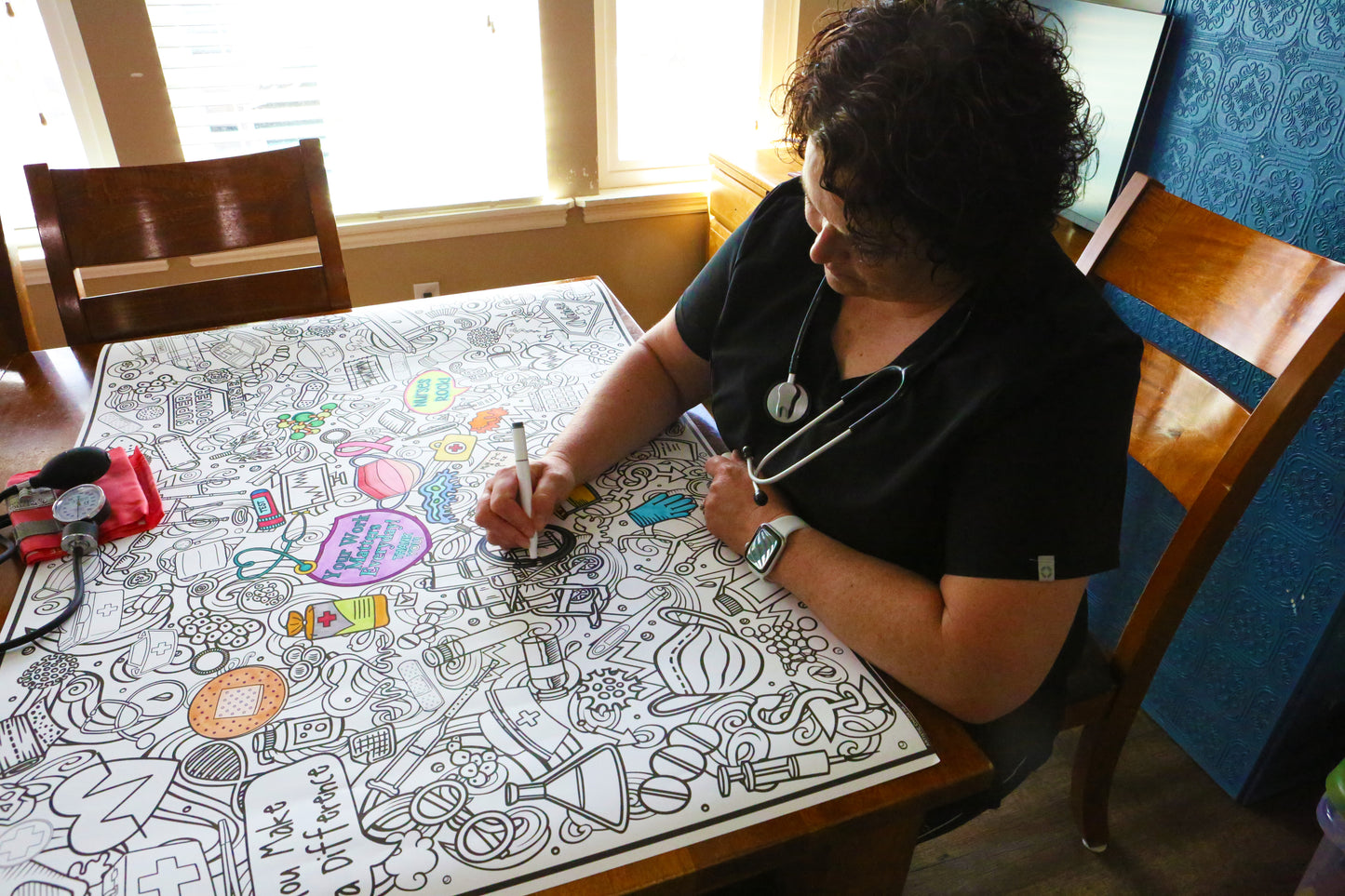 Nurse Giant Coloring Poster – Nurse Appreciation Wall Art, Large Group Coloring Activity for Hospital Break Rooms & Staff Wellness