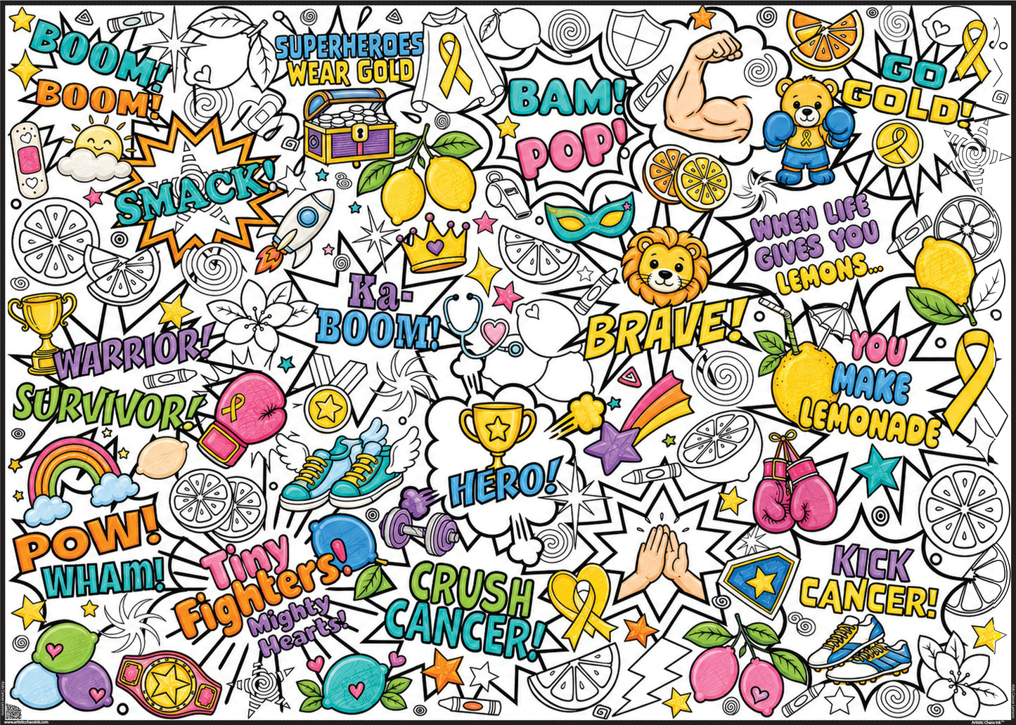 GIANT Kick Kids' Cancer Coloring Poster