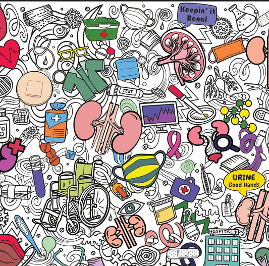 Premium Giant Kidney and Dialysis Coloring Poster