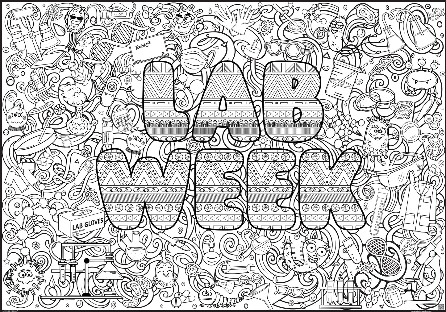 Lab Week Giant Coloring Poster – Medical Laboratory Appreciation Wall Art, Large Group Coloring Activity for Lab Staff & Healthcare Teams