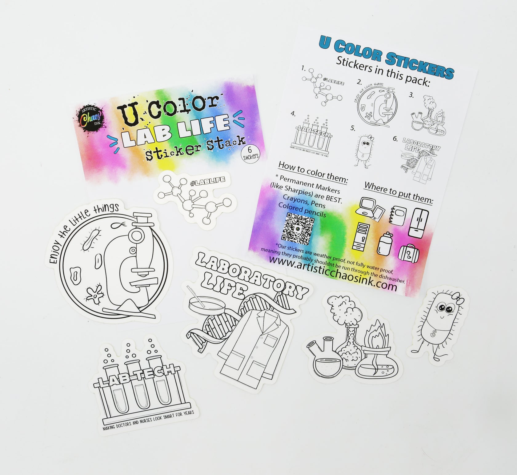 Laboratory Stickers Pack - U Color Lab Week Stack - Artistic Chaos