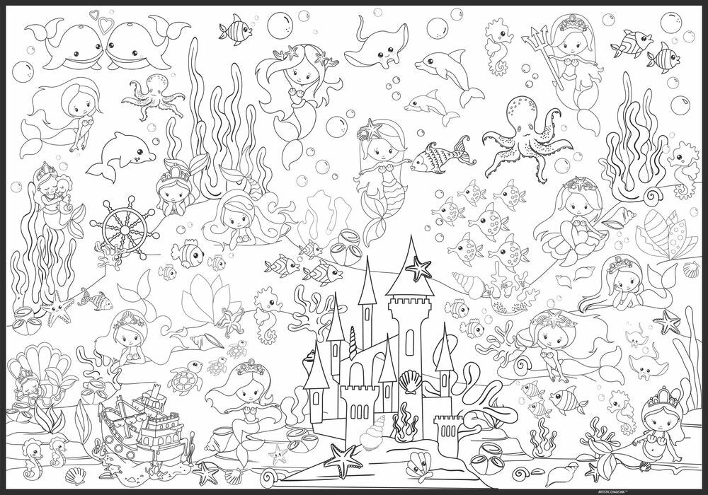 Premium Giant Mermaid Coloring Poster