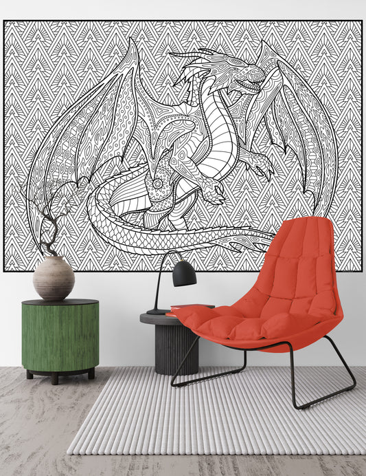 Premium Giant Dragon Coloring Poster