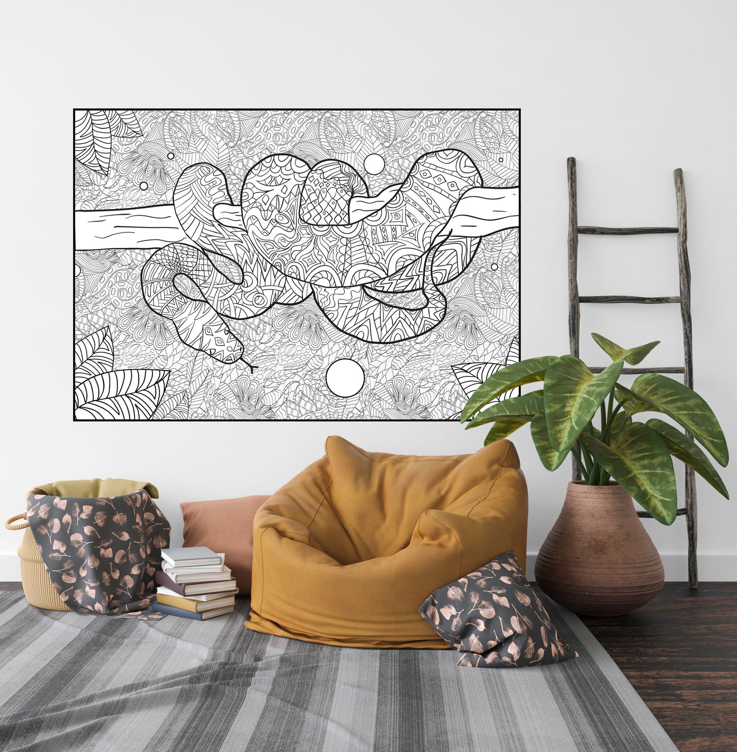 Premium Giant Snake Coloring Poster