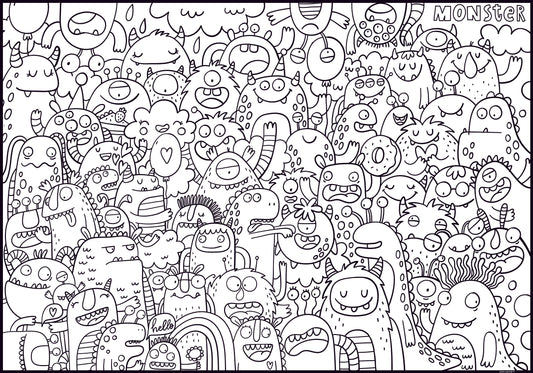 Personalized Giant Monsters Coloring Poster | Fun Group Coloring