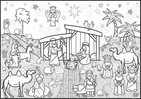 PERSONALIZED Christmas Nativity Coloring Poster | Holiday Coloring Fun