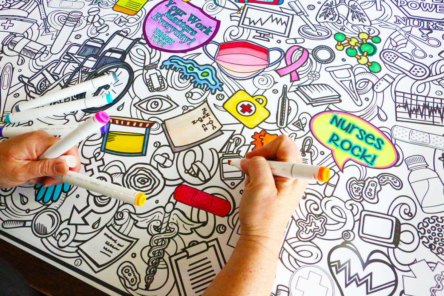 Giant Nurses Week Coloring Poster Digital Download PDF | Self Print
