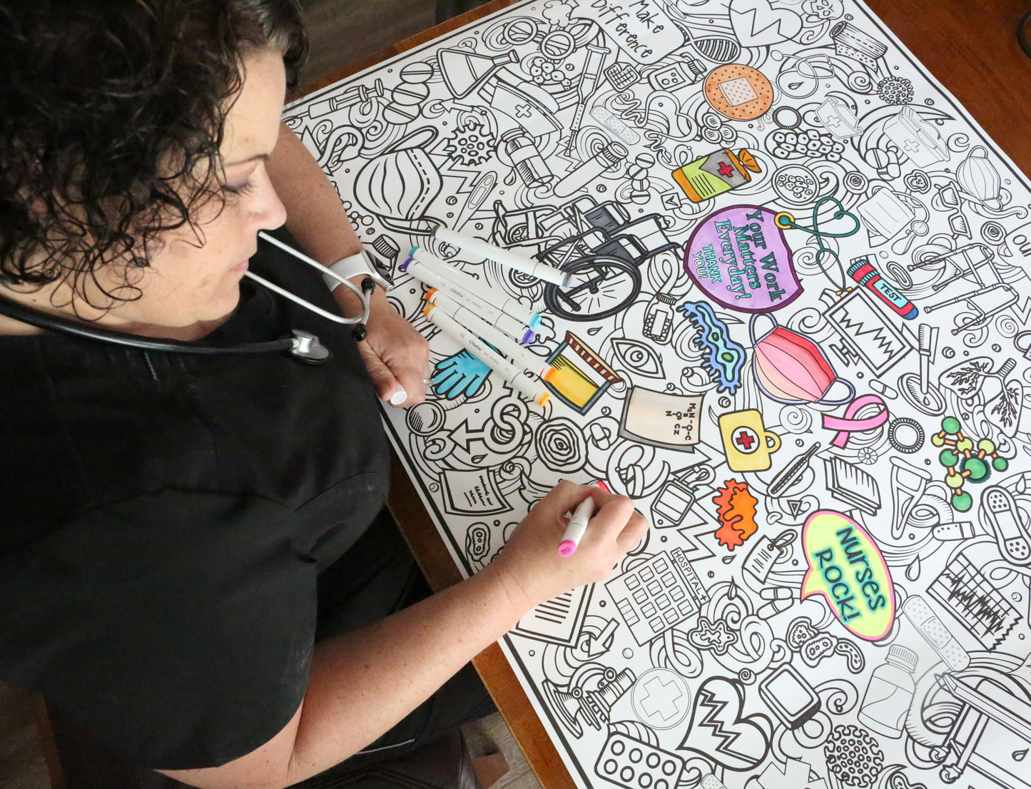Giant Nurses Week Coloring Poster Digital Download PDF | Self Print