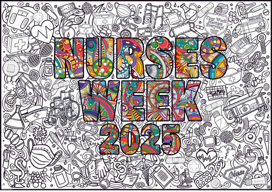 Nurse Week 2025 Coloring Poster for Caregivers and Team building