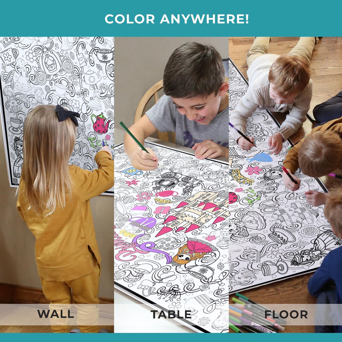 Classic Princess Tea Party Coloring Poster