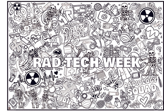 PERSONALIZED Radiology Coloring Poster-Rad Tech Week -Radiology Week – Medical Imaging Appreciation Group Activity